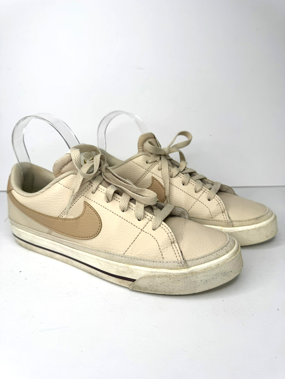Nike Court Legacy Next Nature Shoes Womens 8.5 Beige Leather Low Top Sneakers
